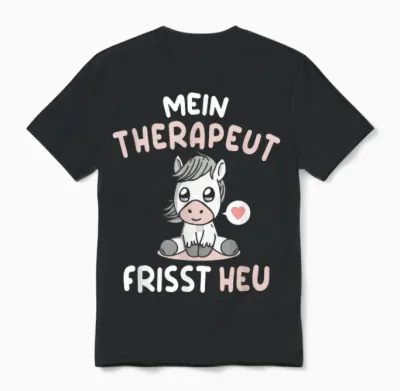 Mein Therapeut Frisst Heu Pferd Reiterin Reiten Pferde Unisex T-Shirt - Black
