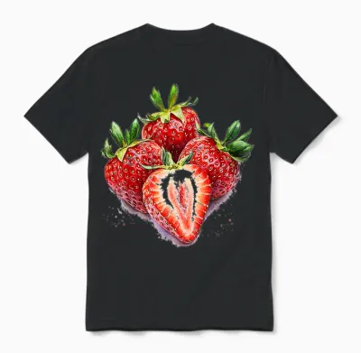 Erdbeere Obst Motiv Aquarell Kunstwerk Erdbeere Unisex T-Shirt - Black