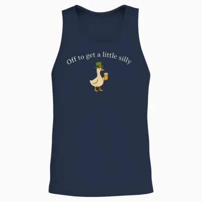 Off to Get a Little Silly Funny Goose Pun St Patrick's Day Unisex Tank Top - Navy
