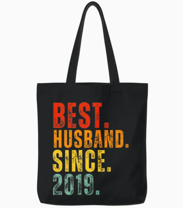 Best Husband Since 2019 β 6th Wedding Anniversary Tote Bags in Black