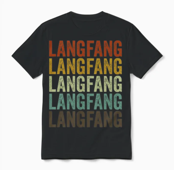 Langfang China Retro Vintage Unisex T-Shirt - Black