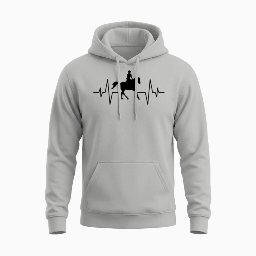 Horse Heartbeat Lovers Unisex Hoodie in Ash