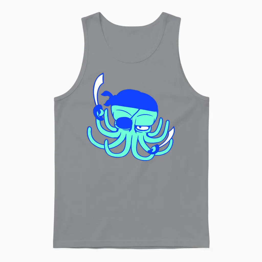 Octopus Pirate Crew Captain Sailor Buccaneer Sail Unisex Tank Top in Sport Grey