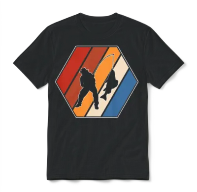Fishing Retro Unisex T-Shirt - Black