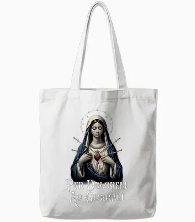 Mater Dolorosa Our Lady of Sorrows Jungfrau Maria Katholisch Langarmshirt Tote Bags - White