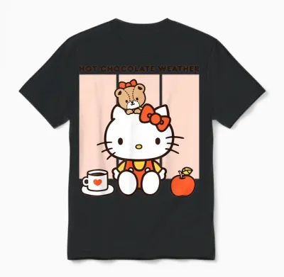 Hello Kitty Hot Chocolate Weather Unisex T-Shirt - Black