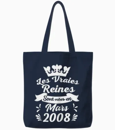 Les Vraies Reines Sont Nées En Février 2008 - Cadeau 18 Ans Tote Bags - Navy