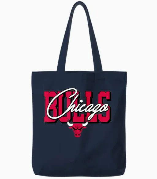 Nba - Chicago Bulls Blockletter-Skript Tote Bags - Navy