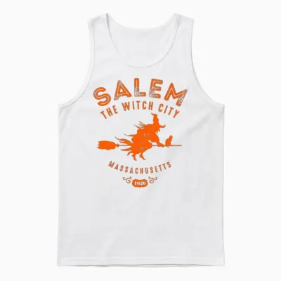 Halloween Salem the Witch City Unisex Tank Top - White