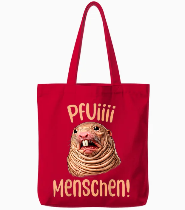 Nacktmull Tshirt Lustiges Ugly Shirt Hässliches Tshirt Ratte Tote Bags in Red