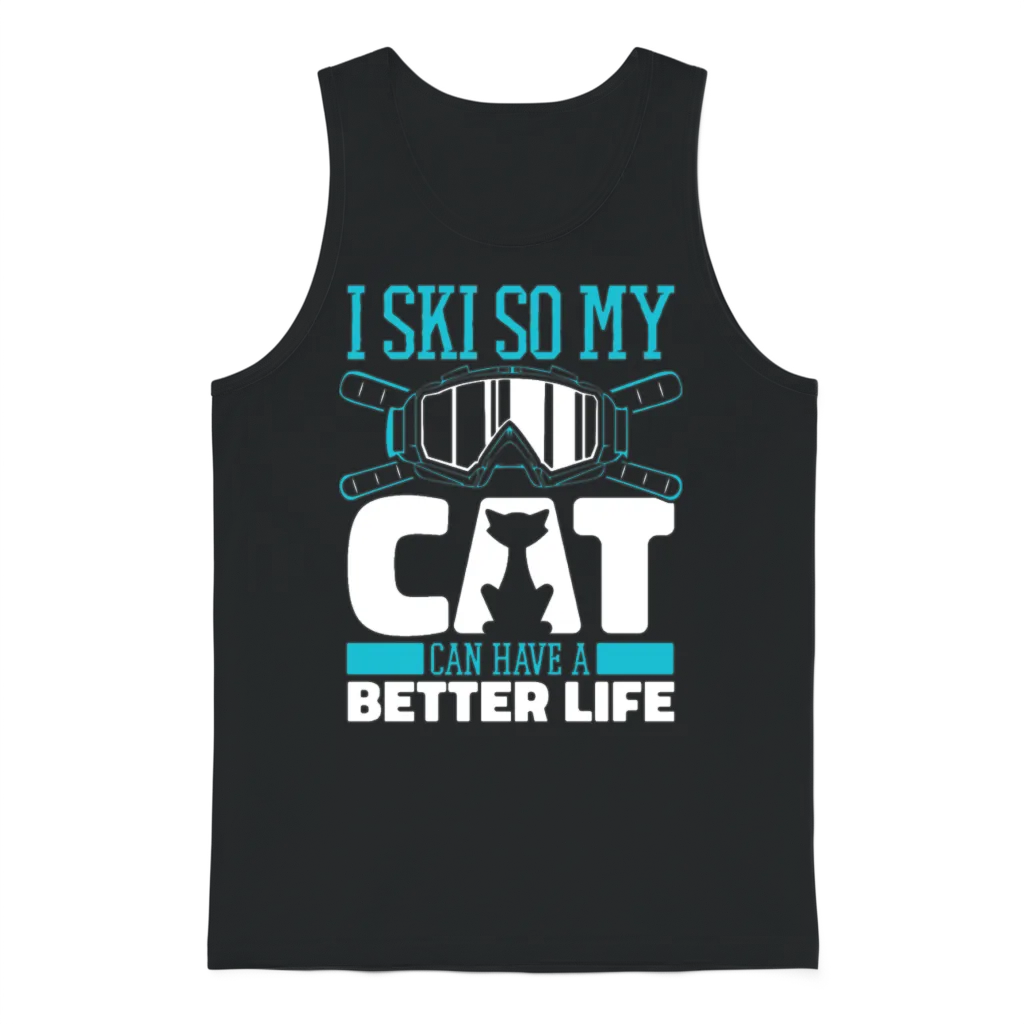 Skiing Skier Cat โ Lovers Unisex Tank Top - Black