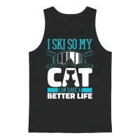Skiing Skier Cat — Lovers Unisex Tank Top - Black – 1