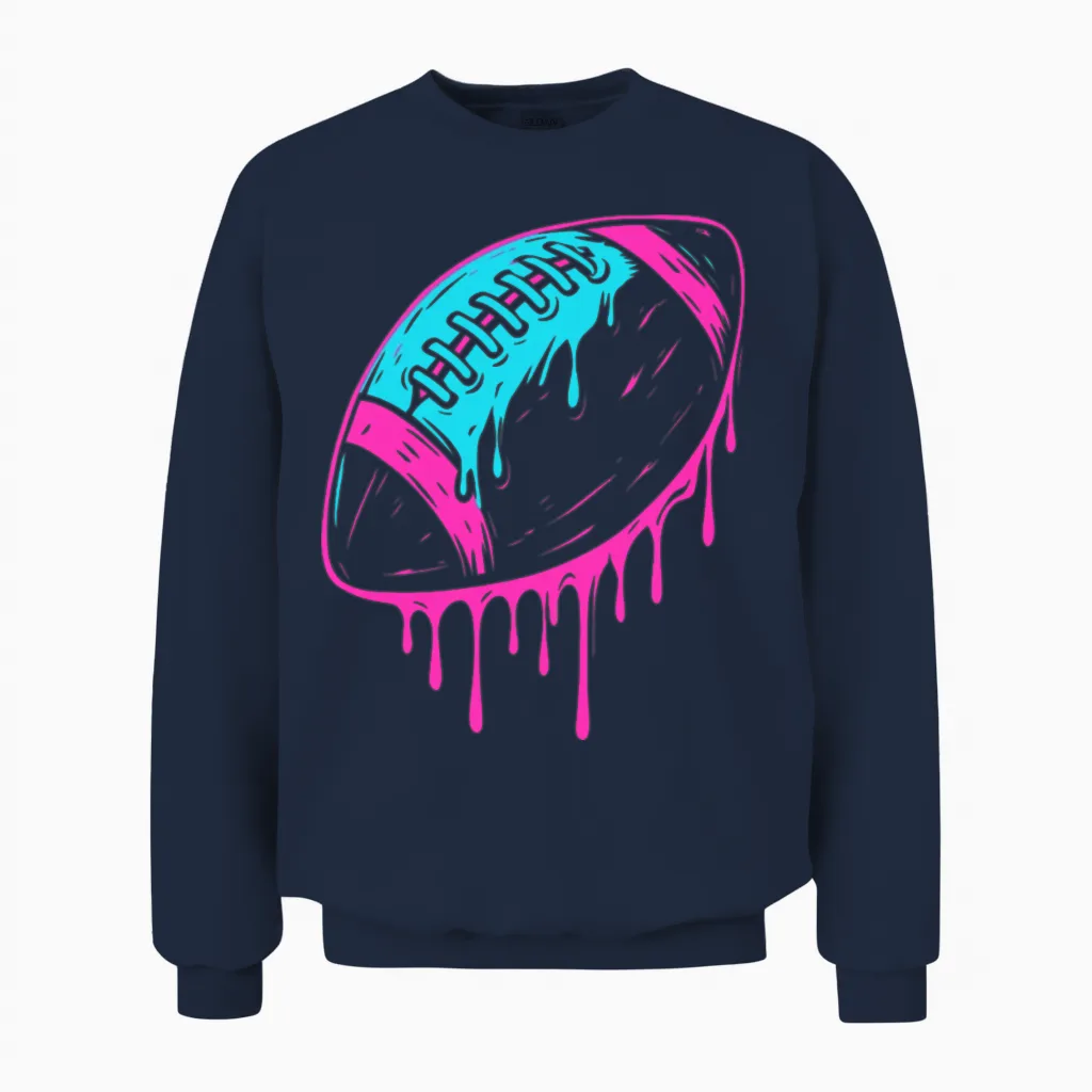Dripping Pink & Blue Football Design Unisex Sweatshirt in Navy