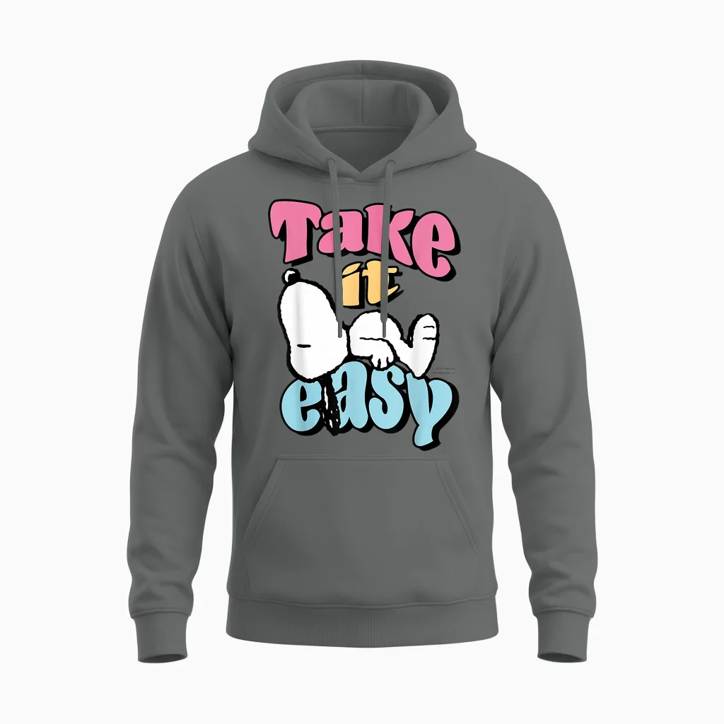 Peanuts - Snoopy Take It Easy T-Shirt, Black, S Unisex Hoodie in Graphite Heather