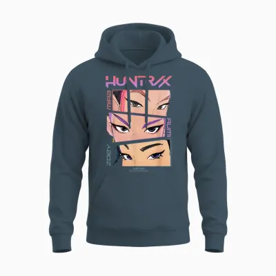 Kpop Demon Hunters Huntrix Eyes Comic Strip Unisex Hoodie - Dark Heather