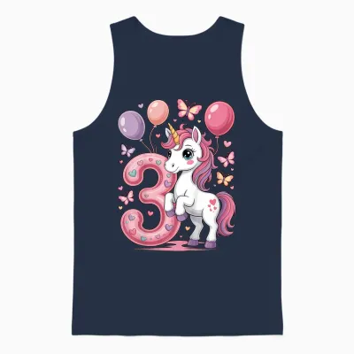 Unicorn 3rd Birthday Girl 3 Years Old Horses I Am 3 Unisex Tank Top - Navy