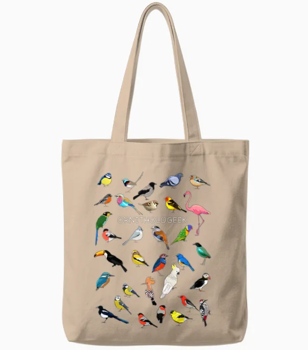 Ornithologeek Tote Bags in Natural