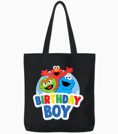 Sesame Street Elmo Oscar Cookie Monster Birthday Boy Tote Bags - Black