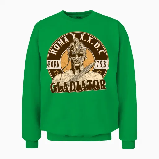 Roman Gladiator with Helmet and Sword Unisex Sweatshirt in Irish Green