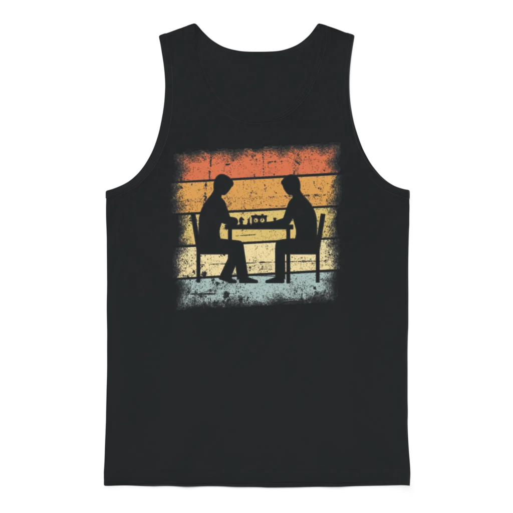 Chess Game Retro Design Unisex Tank Top - Black