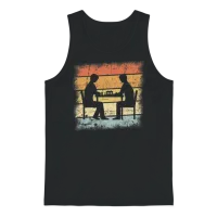 Chess Game Retro Design Unisex Tank Top - Black – 1