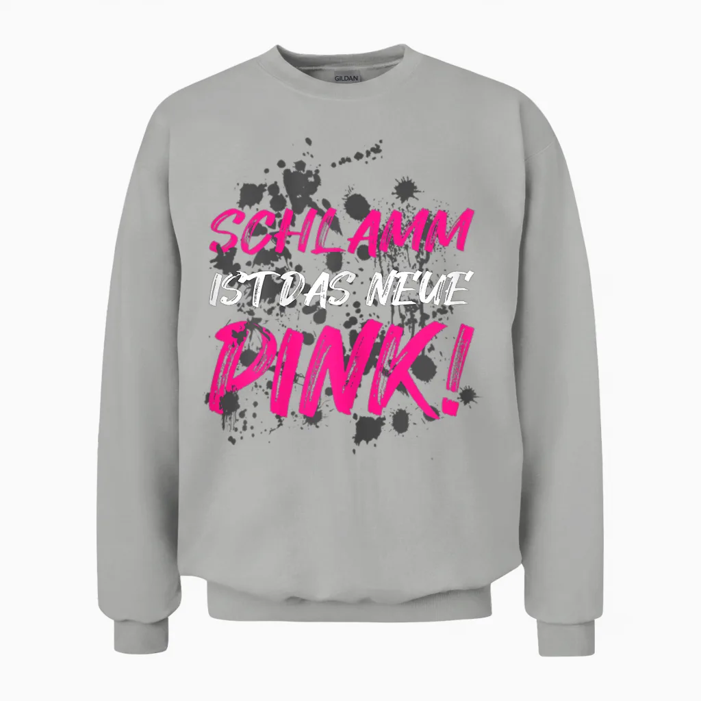 Muddy Race Mud Run T-Shirt Pink, Black Unisex Sweatshirt in Ash