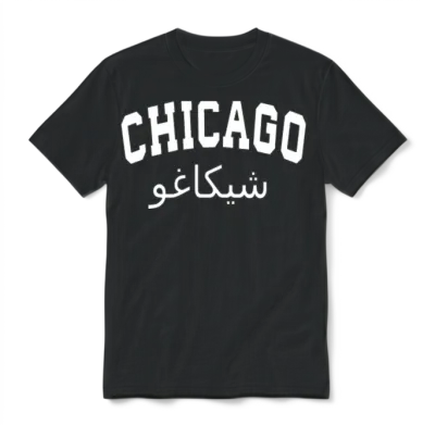 Chicago Arabic Letter Tee Shirt Sweat Hoodies Unisex T-Shirt - Black