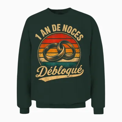 1 an De Mariage Noces De Coton Débloqué Cadeau Vintage Unisex Sweatshirt - Forest