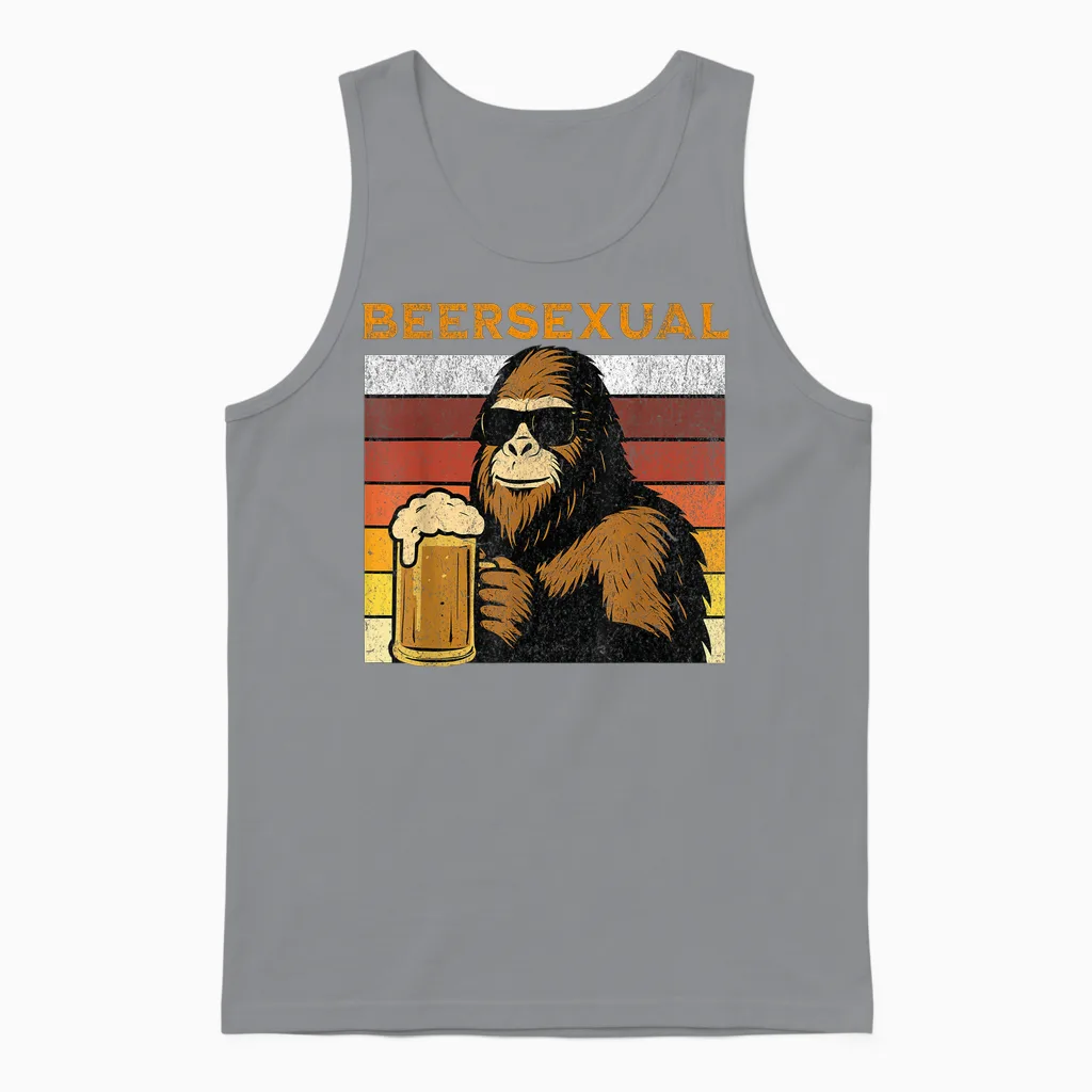 I'm Beersexual Funny Beer Lover Beersexual Flag Colors Unisex Tank Top in Sport Grey
