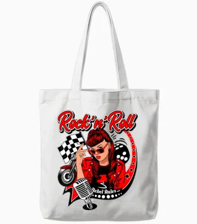Rockabilly Vintage 50s Rock N Roll Swing Doo Wop Pinup T-Shirt, White Tote Bags - White