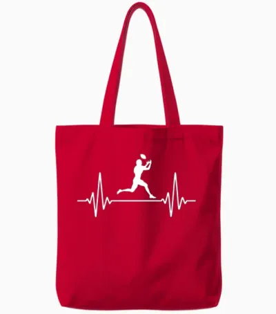 Football Heartbeat | Football Lovers Tote Bags - Red