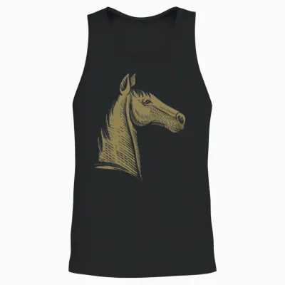 Minimalist Horse Portrait Silhouette Unisex Tank Top - Black
