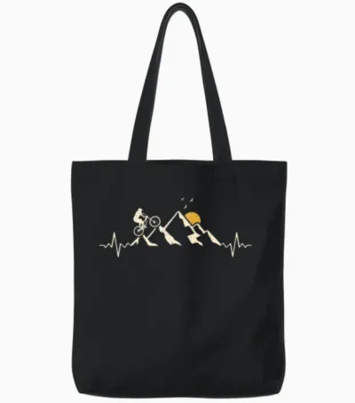 Mountain Biking Mountain Bike Cycling Nature Tote Bags - Black