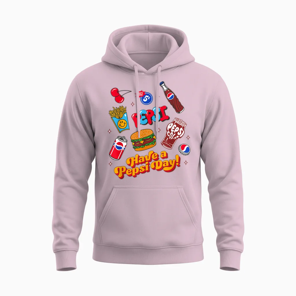 Drink Pepsi Papl1421 Buchstabe Bubble Vintage Retro Grafik Unisex Hoodie in Light Pink