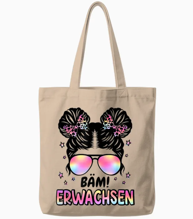 Bäm! Erwachsen Messy Bun Kommunion 2026 Jugendweihe 2026 Tote Bags in Natural