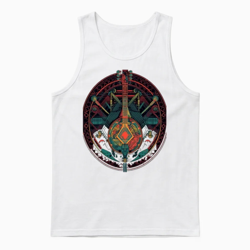 Banjo Guitar Guitarist Banjo Player Music Lover Unisex Tank Top in White