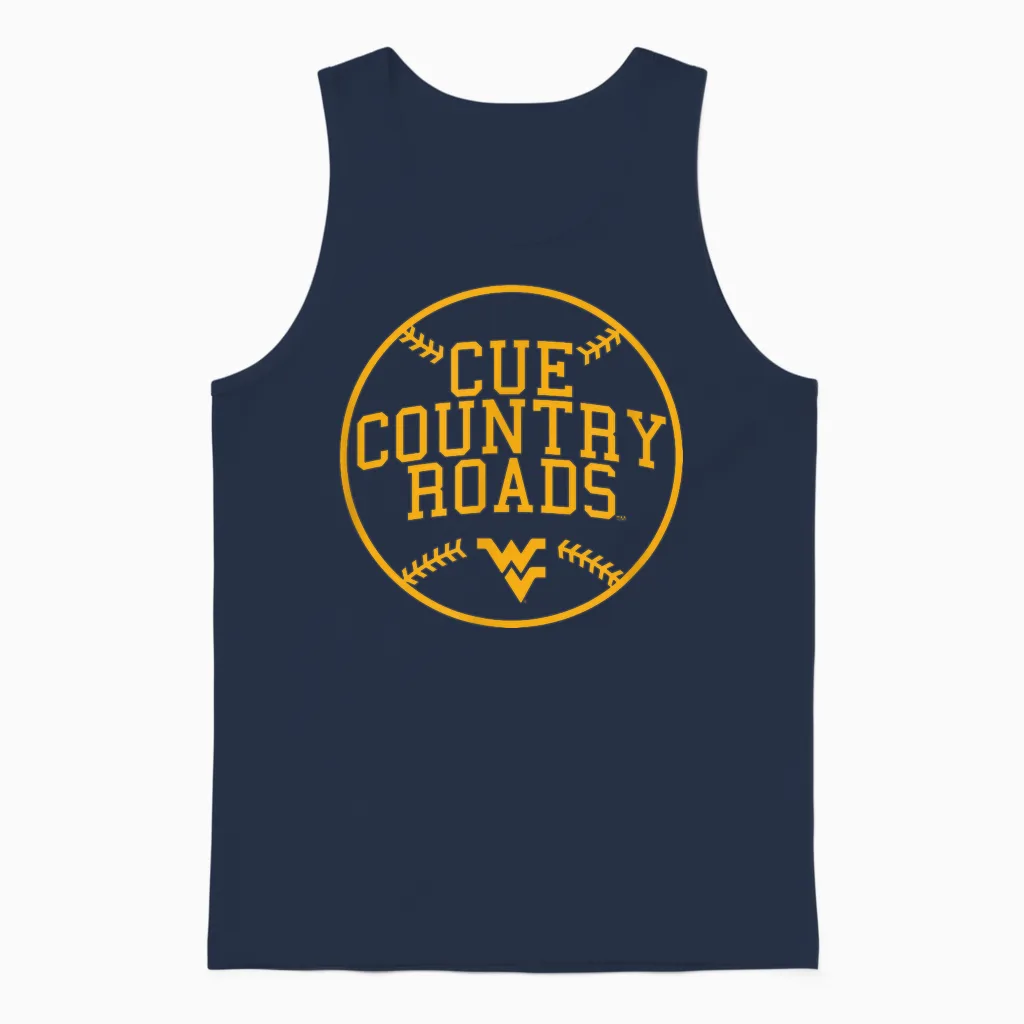 Cue Country Roads - West Virginia Mountaineers Baseball Unisex Tank Top in Navy