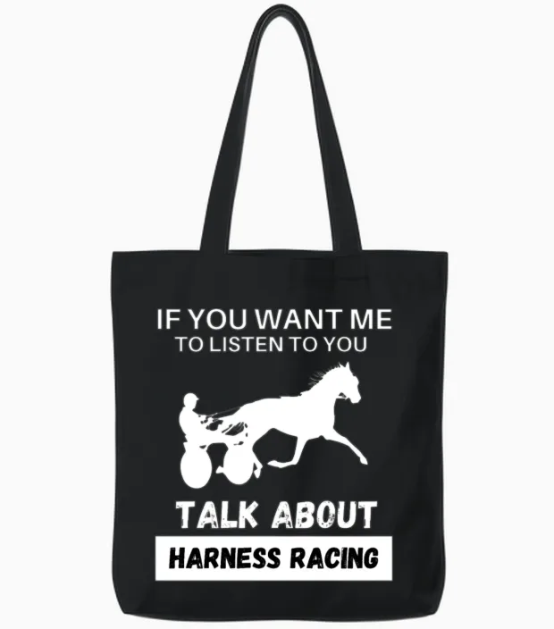 Talk About Harness Racing Tote Bags in Black