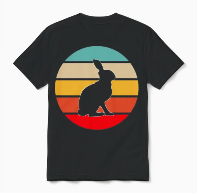 Rabbit Retro Unisex T-Shirt in Black