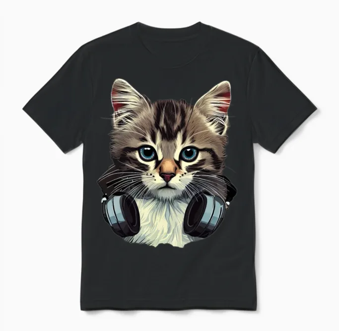 Cat the Gamer Lovers Gift Unisex T-Shirt in Black