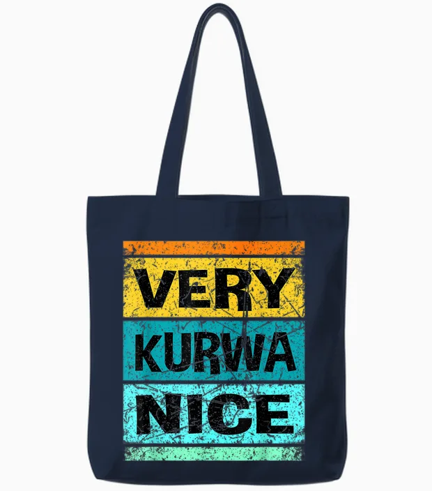 Retro Very Kurwa Nice Shirt Polen Shirt Polska Tote Bags in Navy