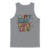 Quotes Happy Mind Happy Life Unisex Tank Top - Sport Grey – 1