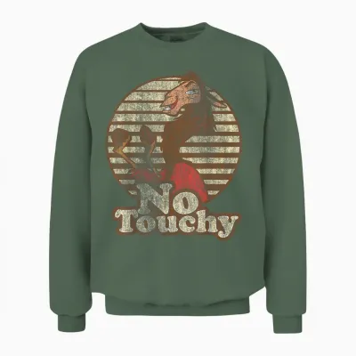Disney Emperor's New Groove Kuzco Llama No Touchy Short Sleeve Unisex Sweatshirt - Military Green