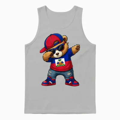 Ours Haïtien Patriotique Haïti Dab Garçons Enfants 2026 Unisex Tank Top - Ash
