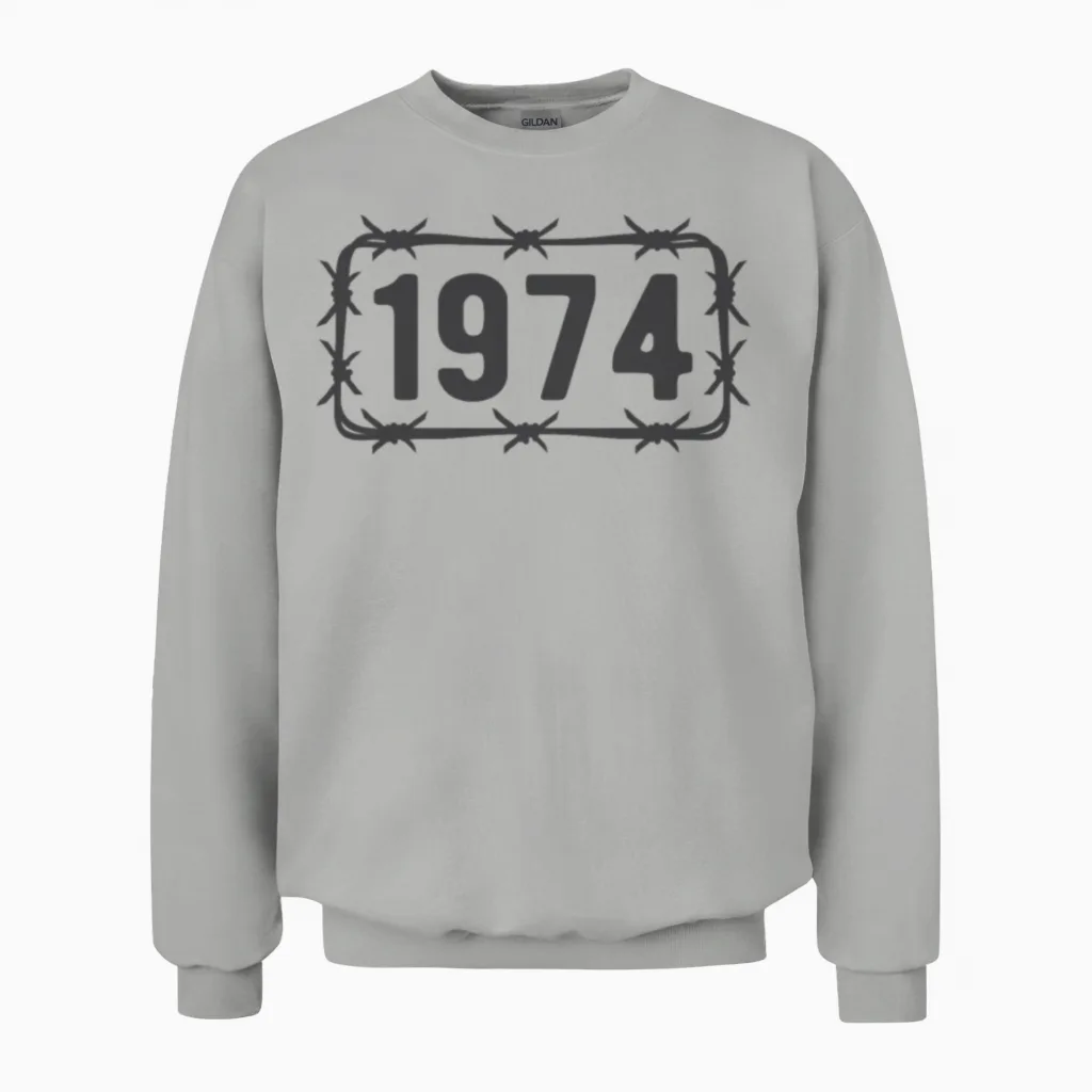 Birthday Vintage 1974 Barbed Wire Unisex Sweatshirt in Ash