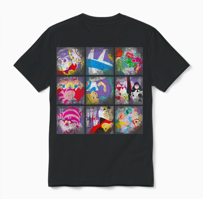 Disney Alice in Wonderland Stage Signs T-Shirt, Black, S Unisex T-Shirt in Black