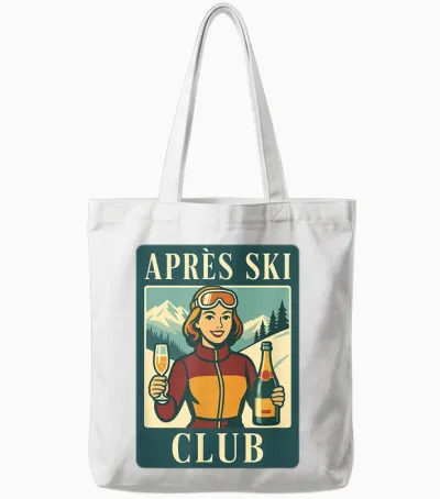 Retro Après Ski Club Ski Holiday Winter Sports Tote Bags - White