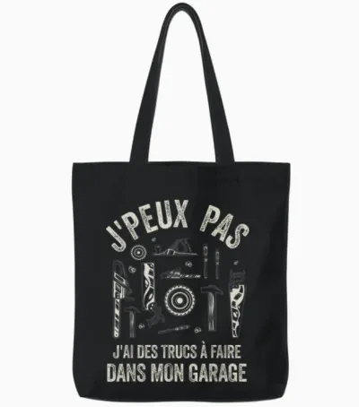 Funny Dad Bricoleur J'peux Pas Bricoleur Gift Garage Tote Bags - Black