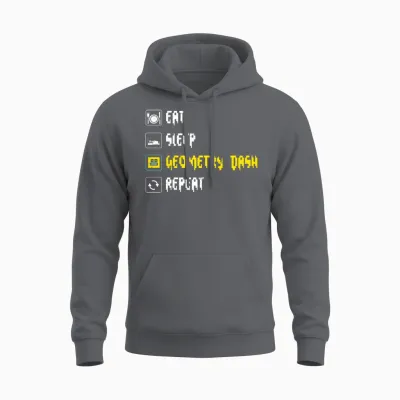 Eat Sleep Geometry Dash Repeat Retro Jumper Repeat Unisex Hoodie - Charcoal