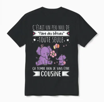 Future Cousine 2027 Gift Nouvelle Naissance Futur Cousine Unisex T-Shirt - Black